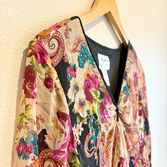 Vtg Vision Apparel Y2K Dark Floral Silk Top Size 1X Boho Whimsigoth Witchy Artsy - Picture 2 of 11